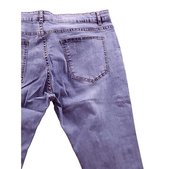 Shein Size 36 Paint Splash Green Fiber Distressed Ripped Light Wash Jean… - Picture 4 of 9